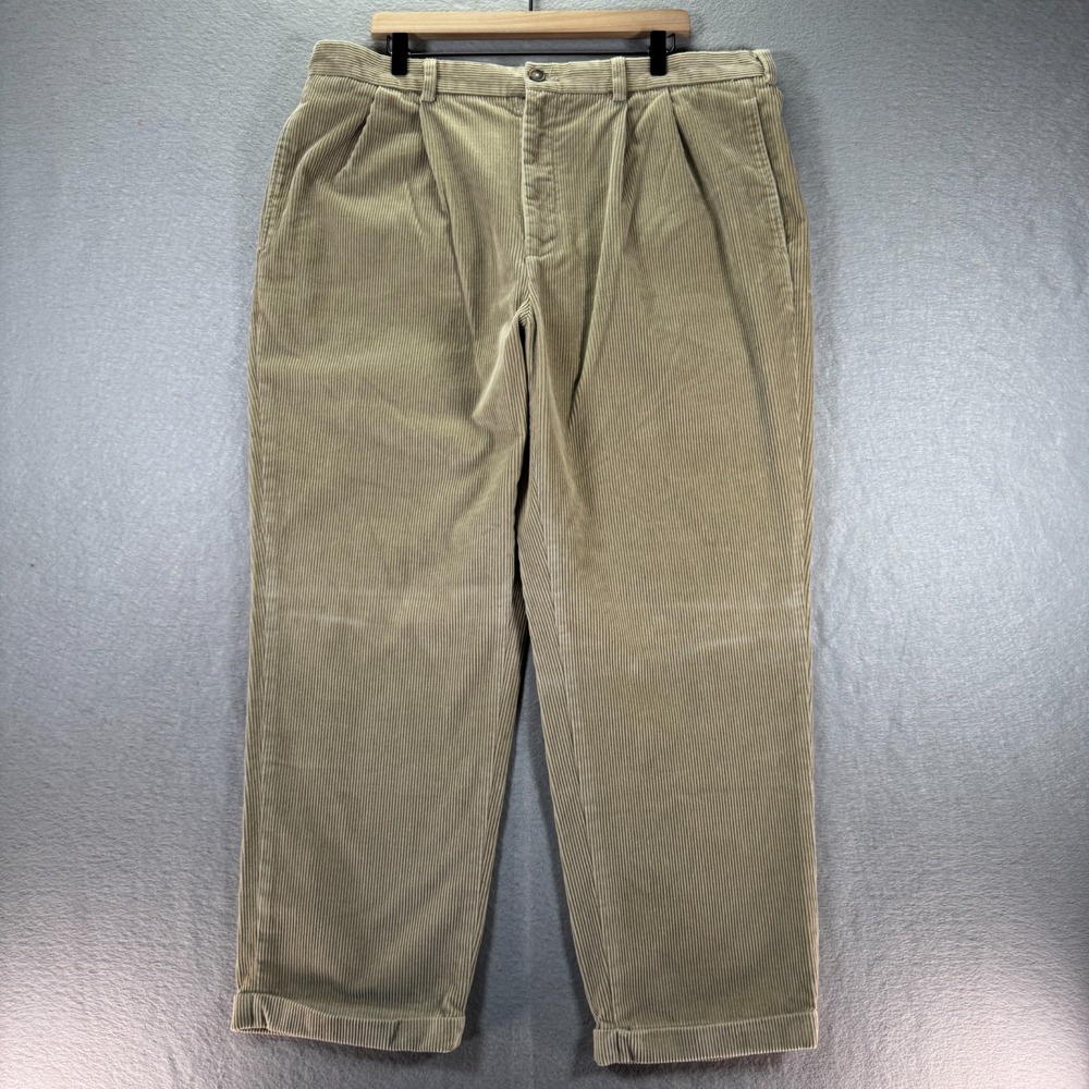 Brooks Brothers 346 Corduroy Pants Mens 40x30 Brown Frayed Leg Cuff Classic